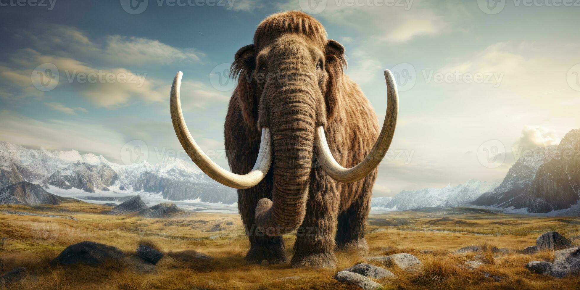 Majestic mammoth in natural habitat. AI generative. photo