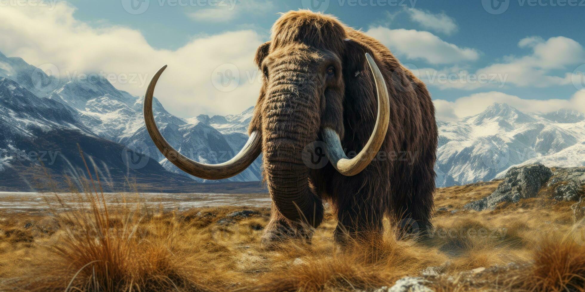 Majestic mammoth in natural habitat. AI generative. photo