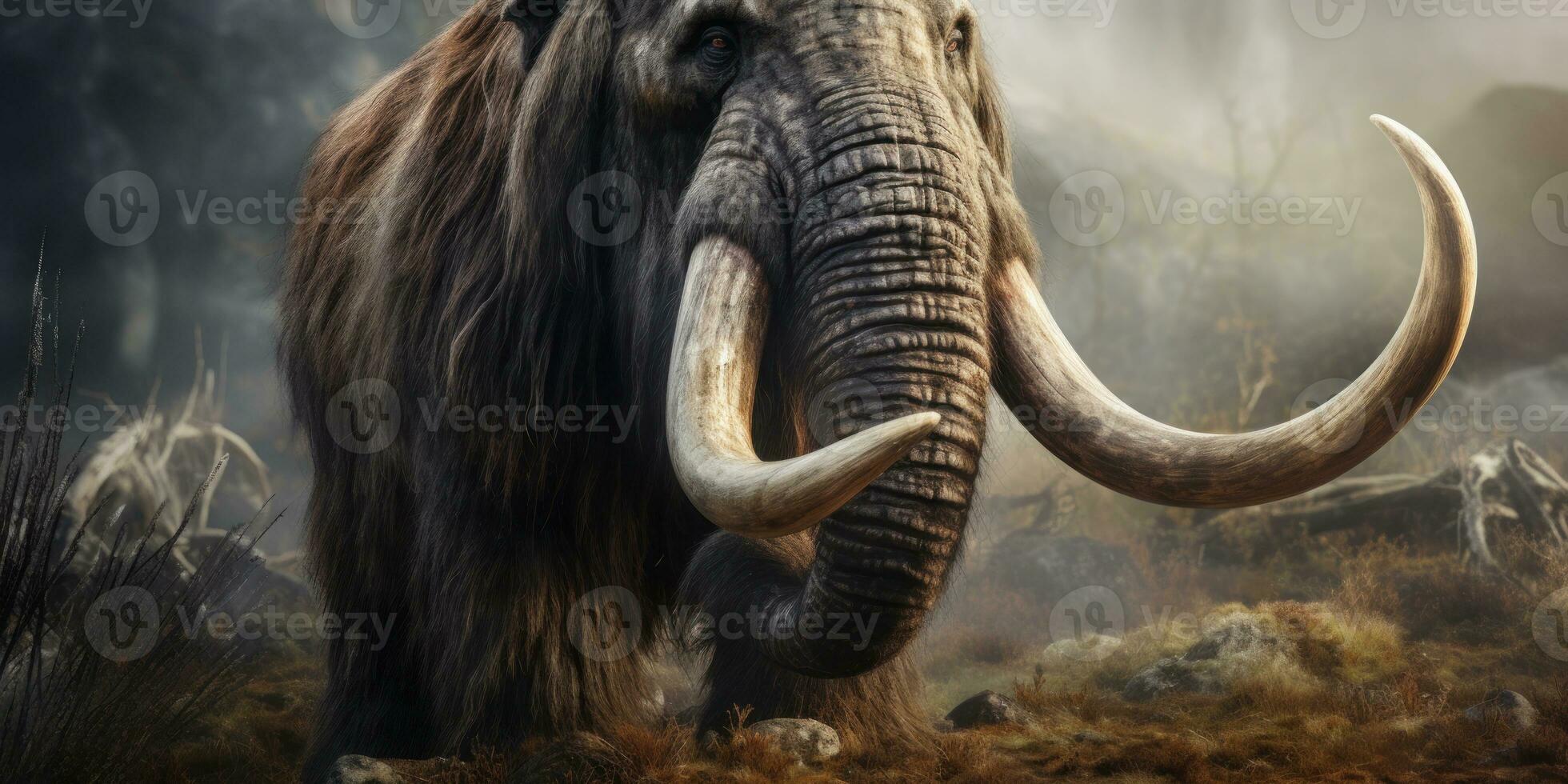 Detailed prehistoric mammoth. AI generative. photo