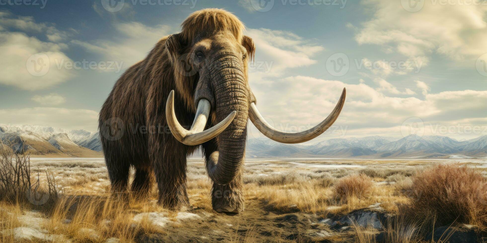 Majestic mammoth in natural habitat. AI generative. photo