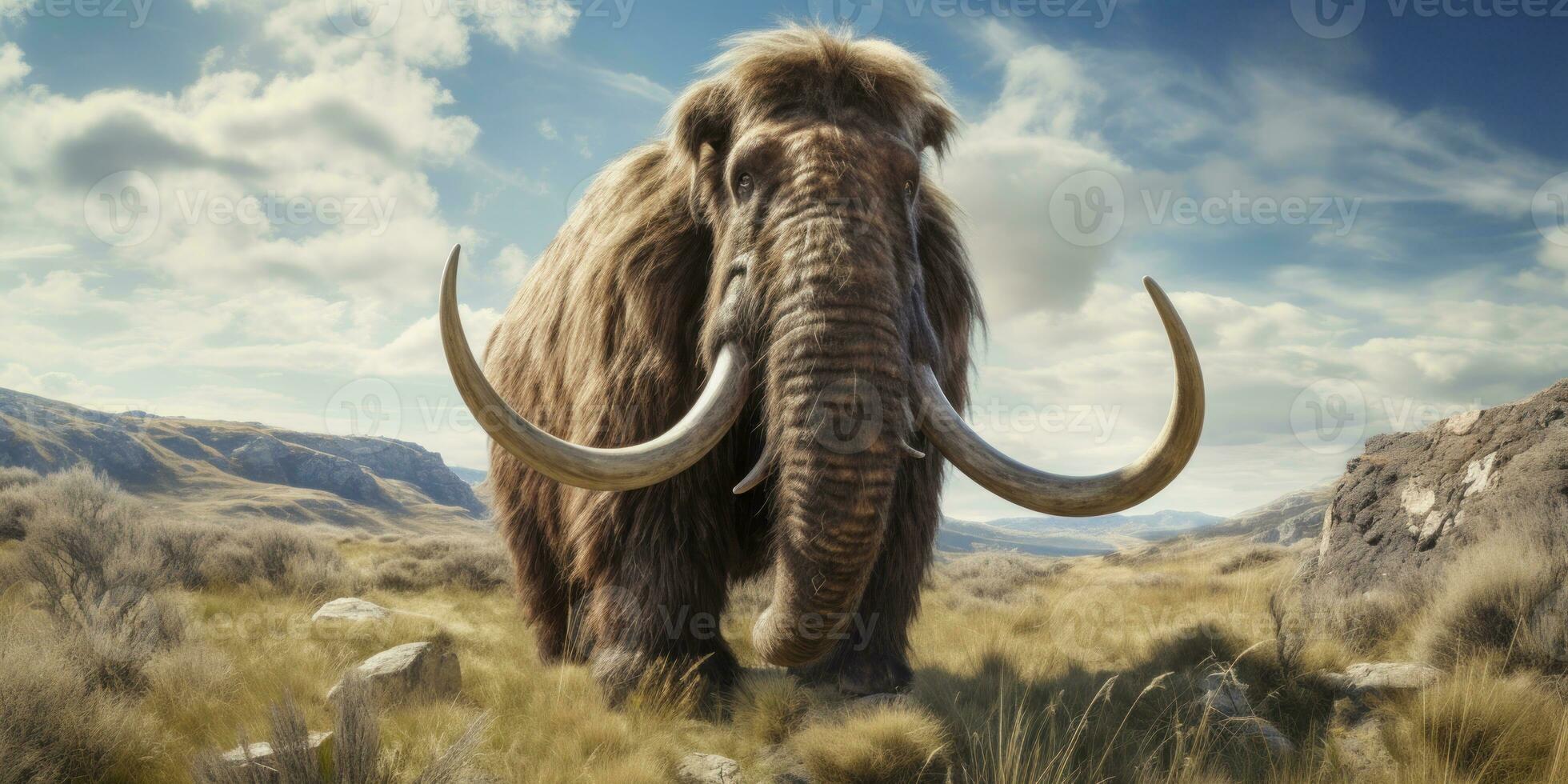 Majestic mammoth in natural habitat. AI generative. photo