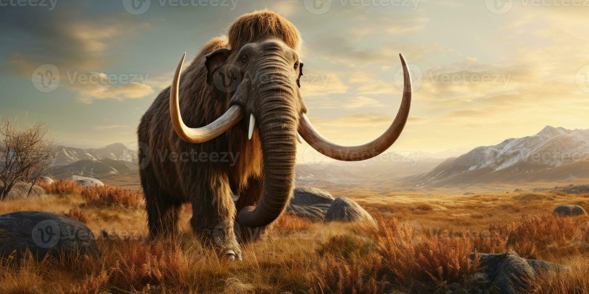 Majestic mammoth in natural habitat. AI generative. photo