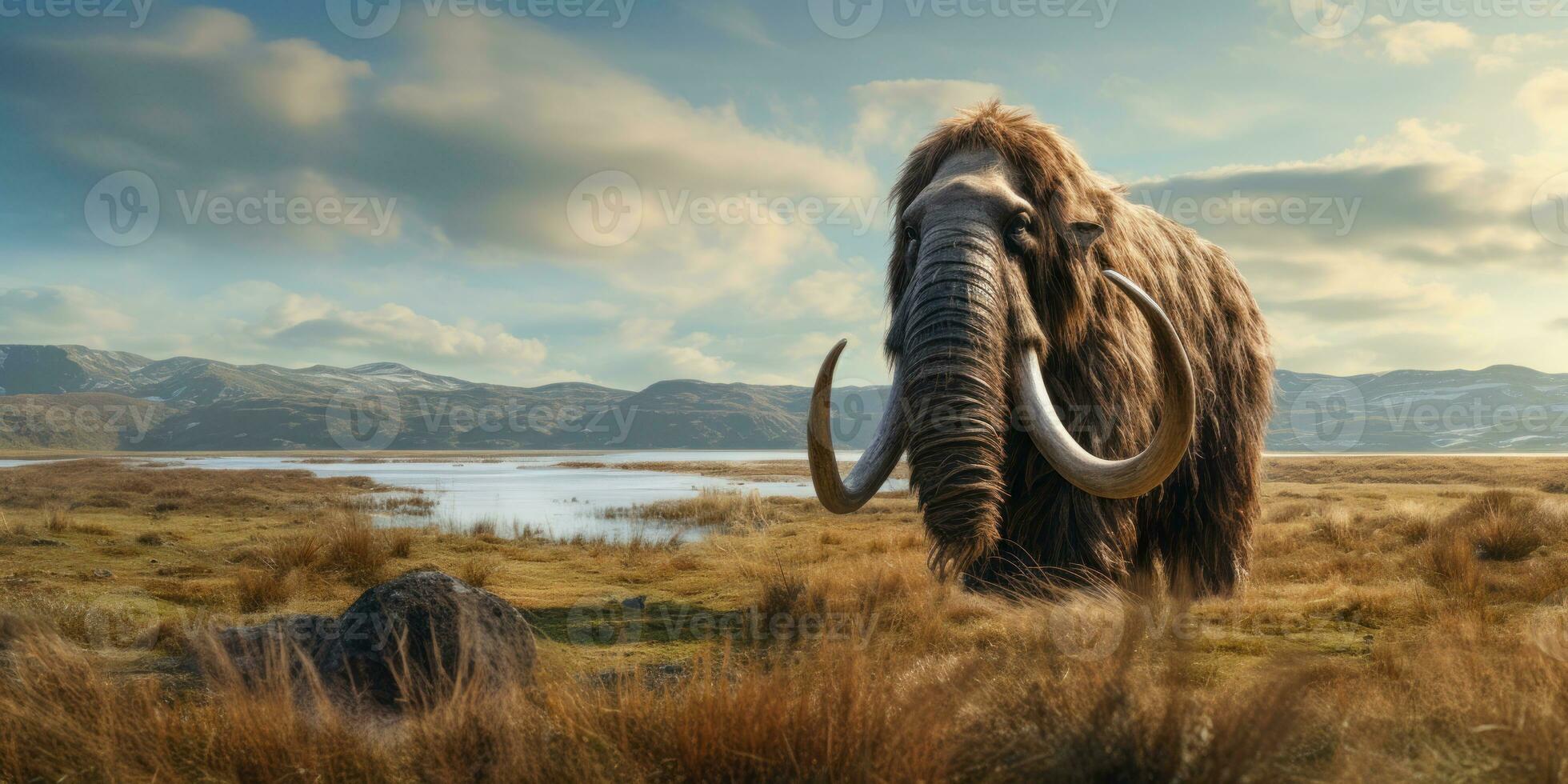 Majestic mammoth in natural habitat. AI generative. photo