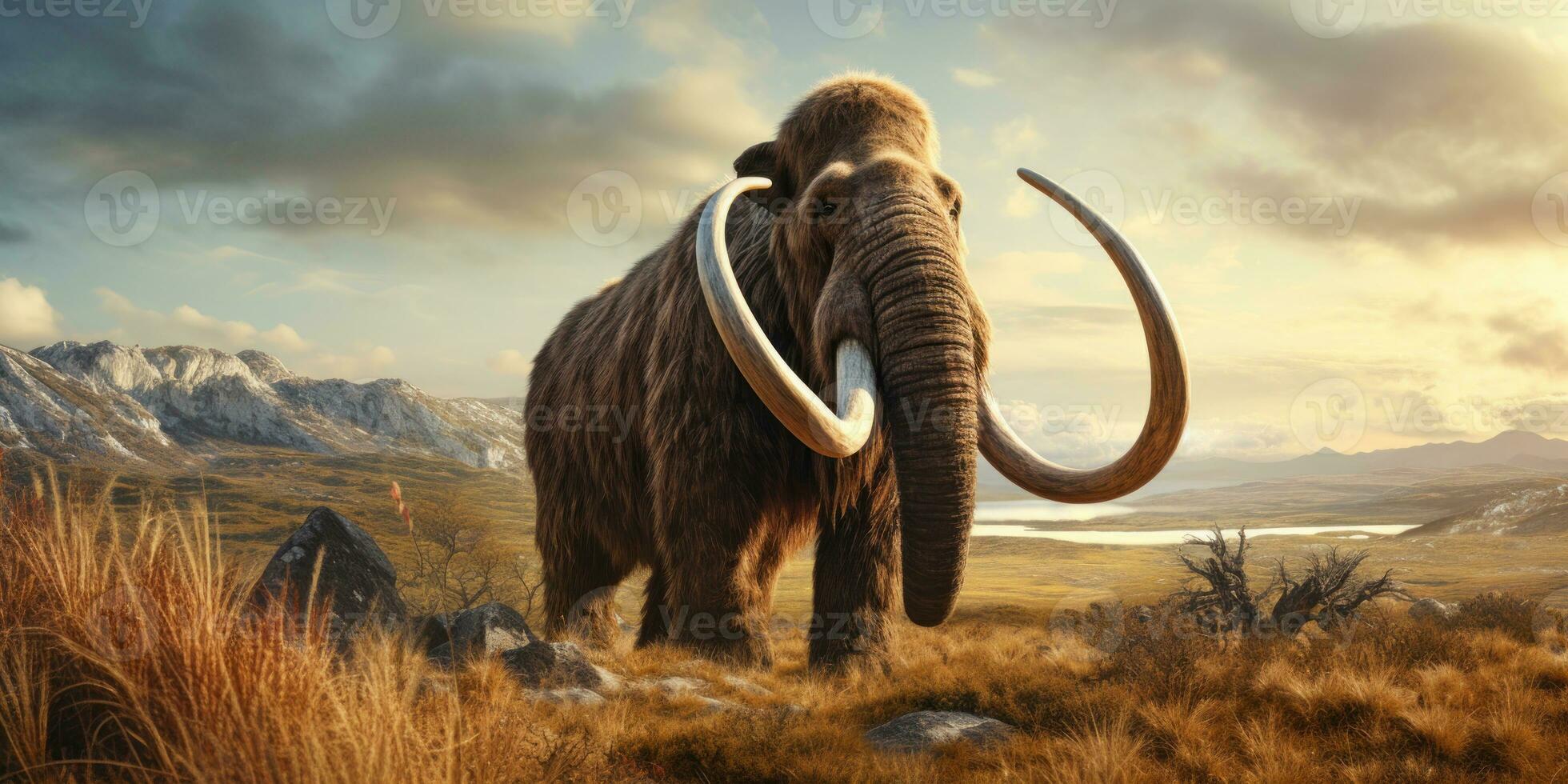 Majestic mammoth in natural habitat. AI generative. photo