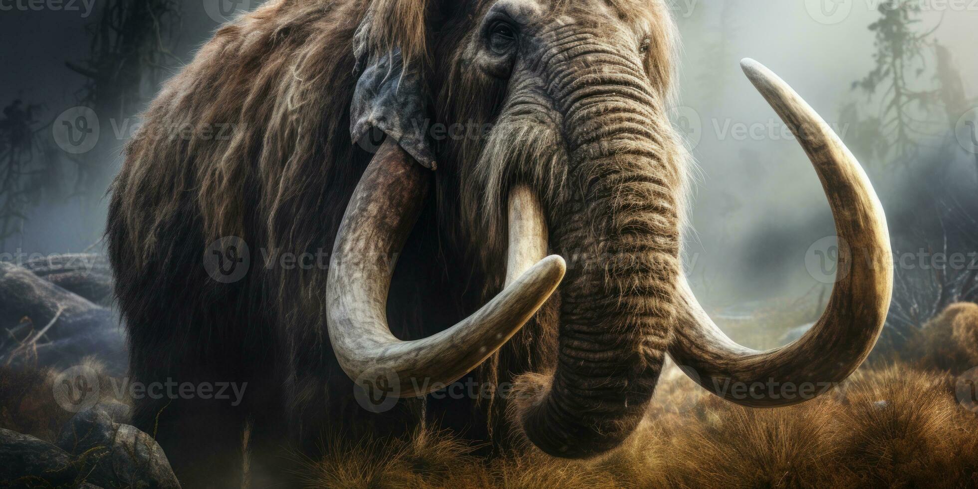 Detailed prehistoric mammoth. AI generative. photo