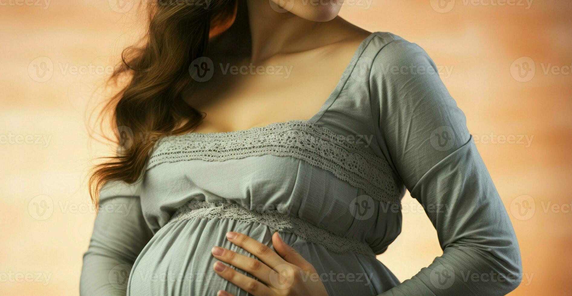 Gentle Embrace. Hands Tenderly Support Pregnancy Bloom. Generative AI photo