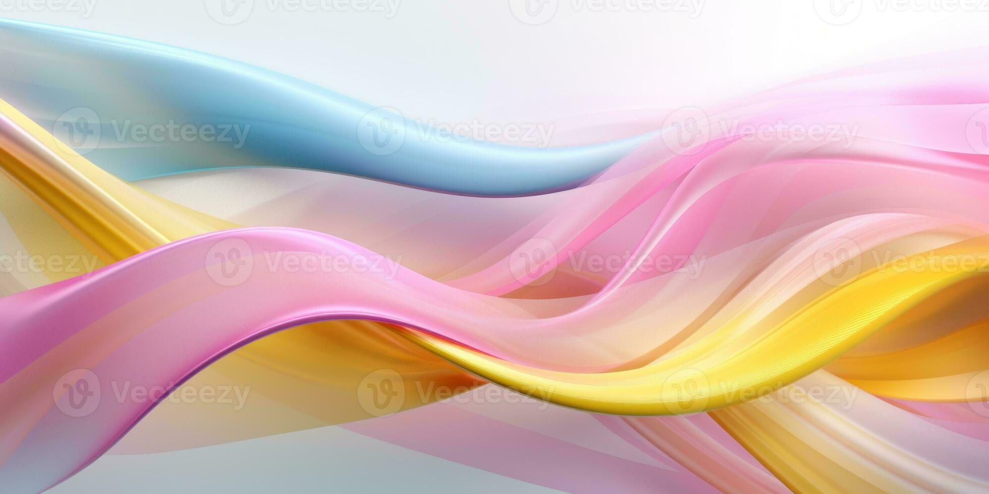 Ethereal pastel ribbons flow. AI generative. photo