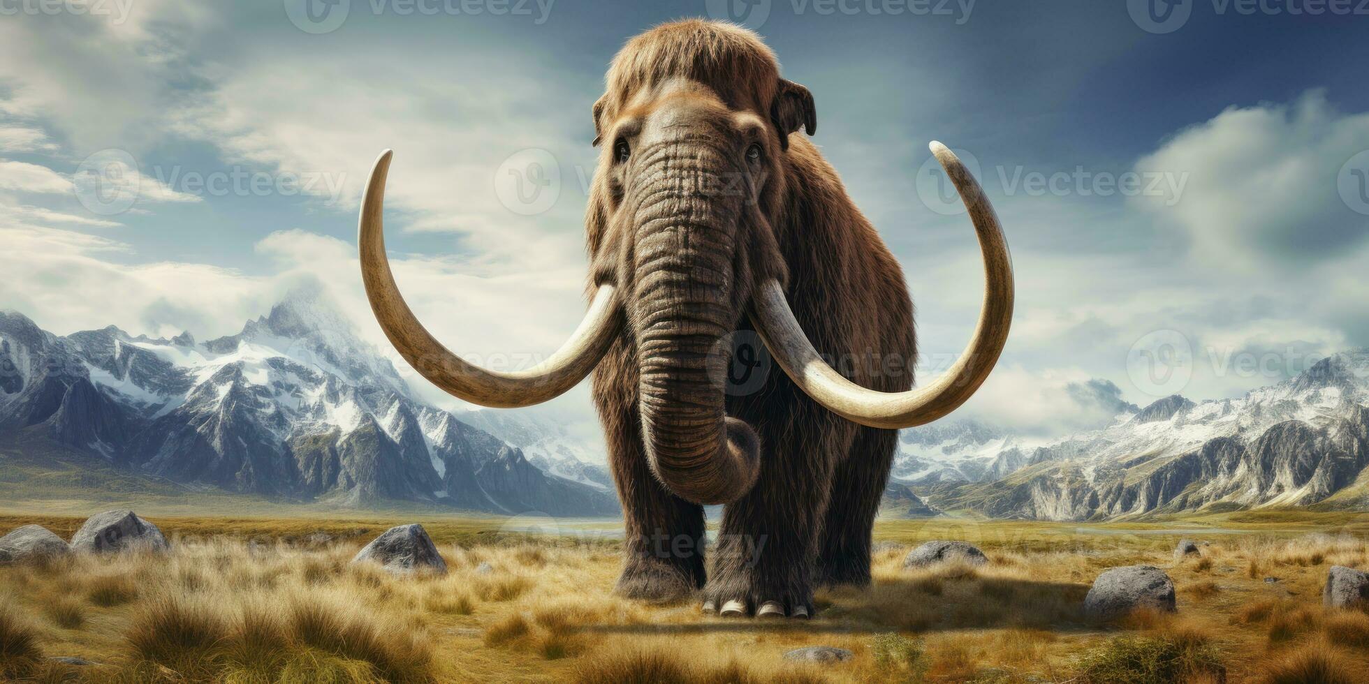 Majestic mammoth in natural habitat. AI generative. photo