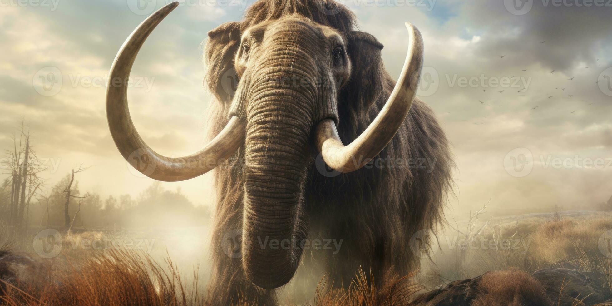Stunning detail realistic mammoth depiction. AI generative. photo