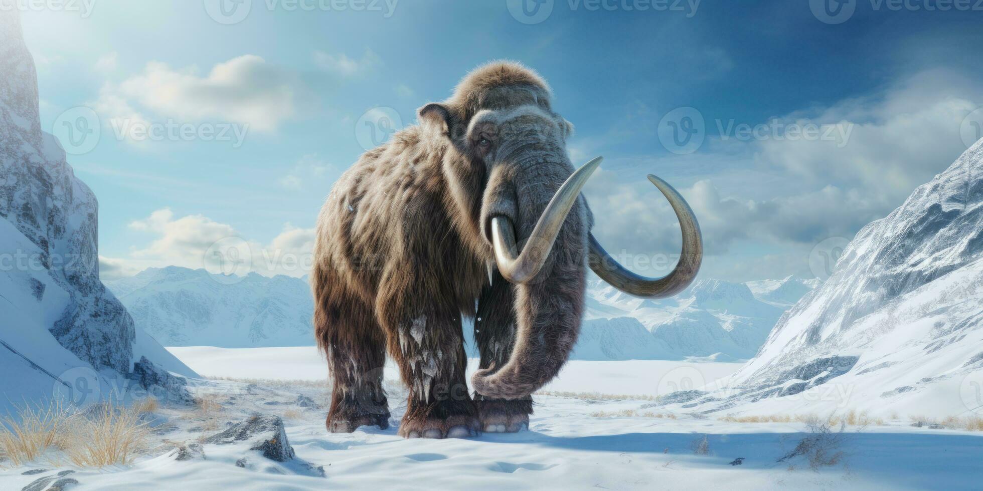 Mammoth in the wild. AI generative. photo