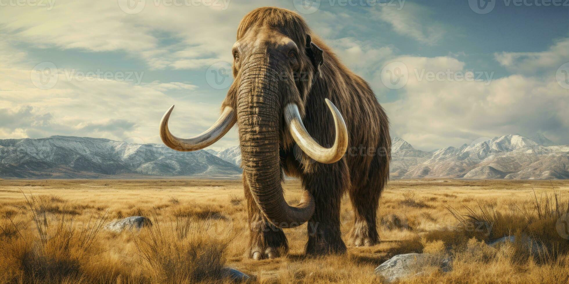 Majestic mammoth in natural habitat. AI generative. photo