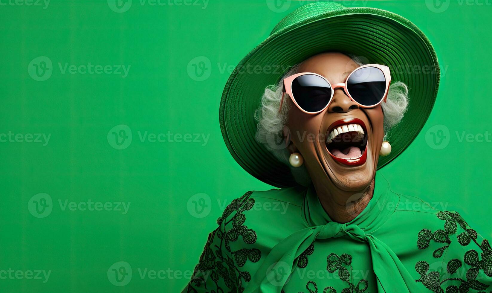 Elderly woman expressing fun and mischief. AI generative. photo