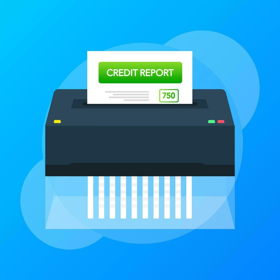 Detailed illustration of a credit score meter with shredder vector