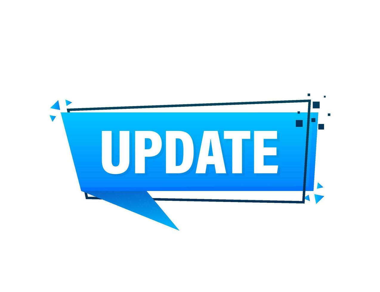 Time to update blue label on white background. Blue banner. Vector illustration.