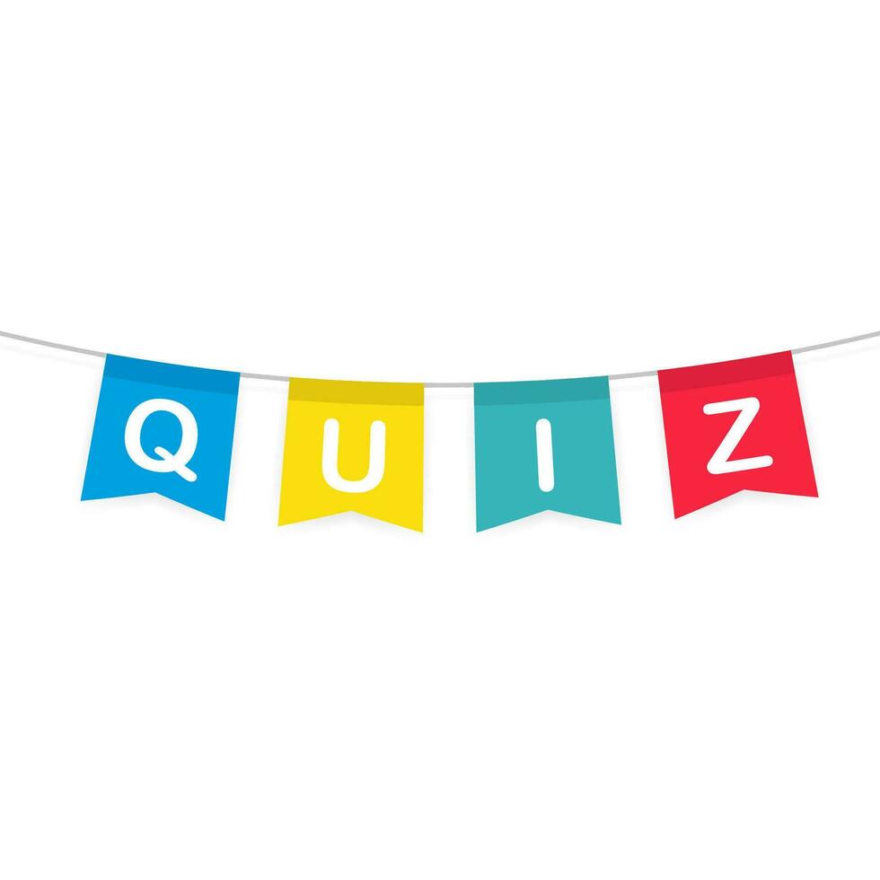 Quiz banner. question competition. Colorful flag on white background. vector