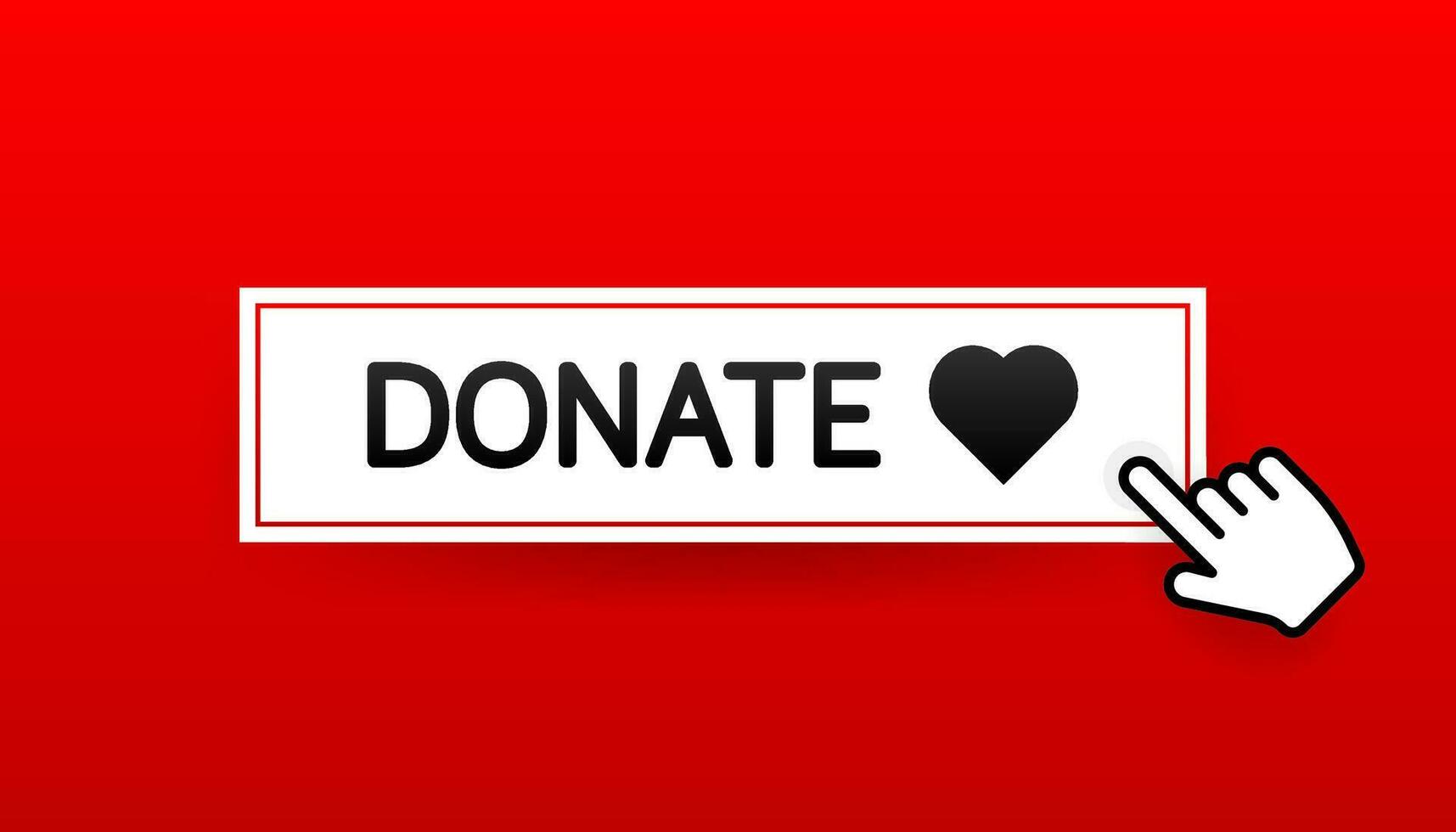Donate heart red button in flat style. Vector flat illustration