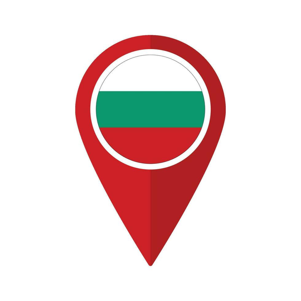 Flag of Bulgaria flag on map pinpoint icon isolated red color vector