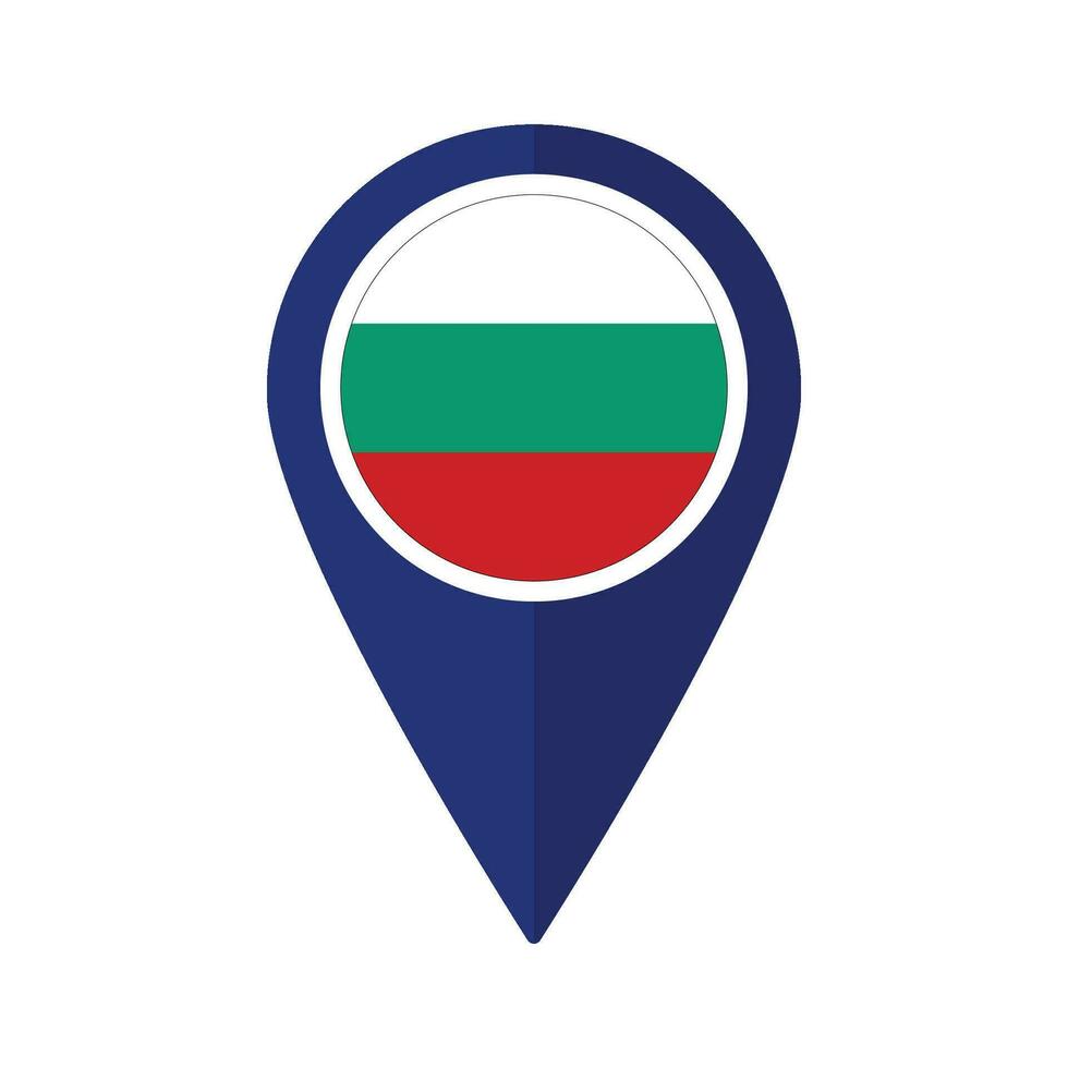 Flag of Bulgaria flag on map pinpoint icon isolated blue color vector