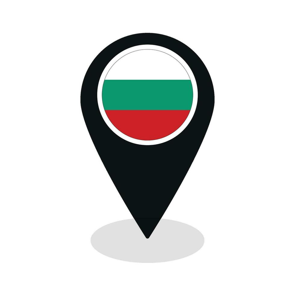 Flag of Bulgaria flag on map pinpoint icon isolated black color vector