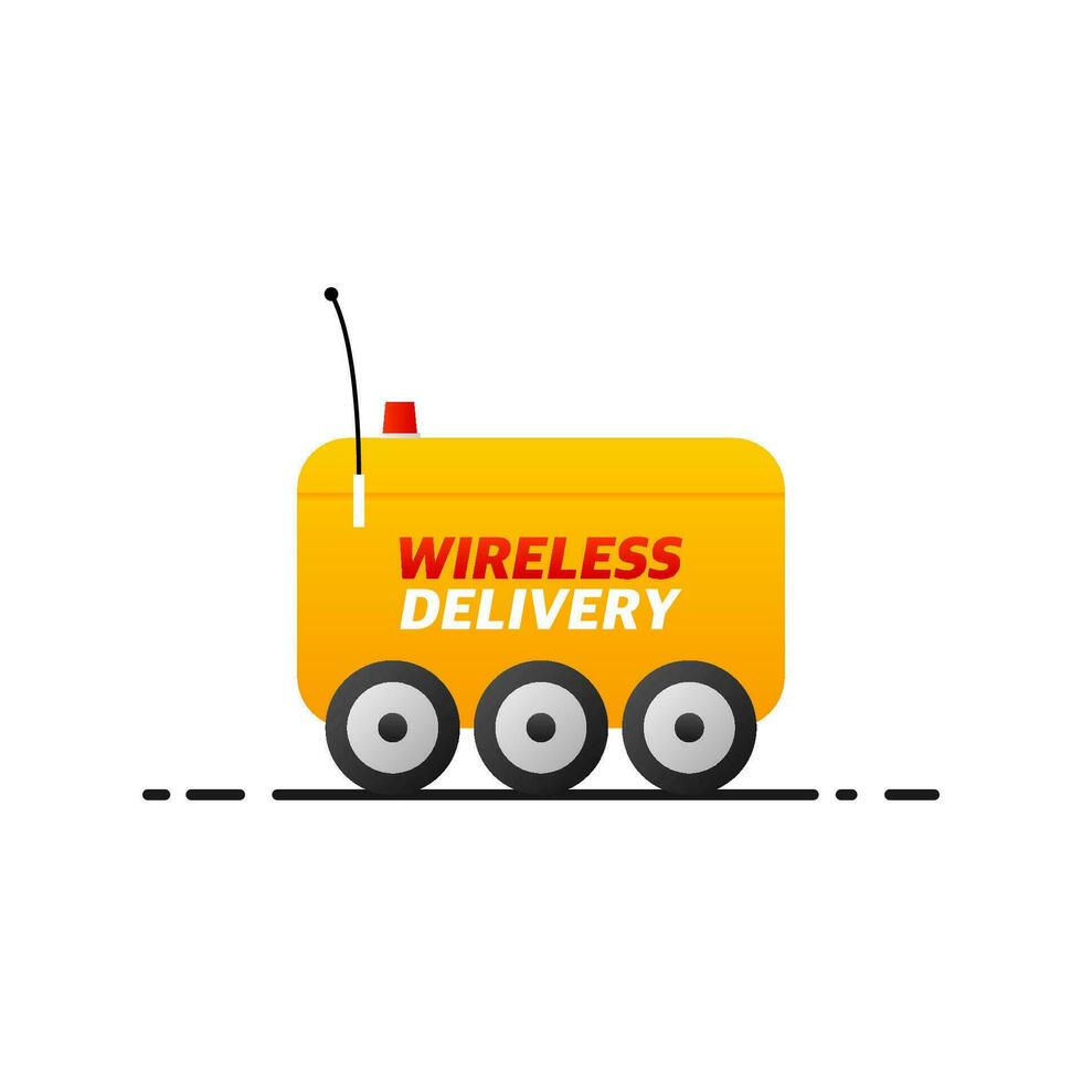 Wireless delivery service badge. Fast time delivery order with car on white background. Vector illustration