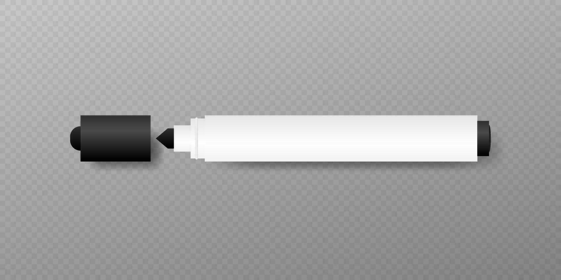Paper art black color felt-tip pen set on white background. Vector illustration.