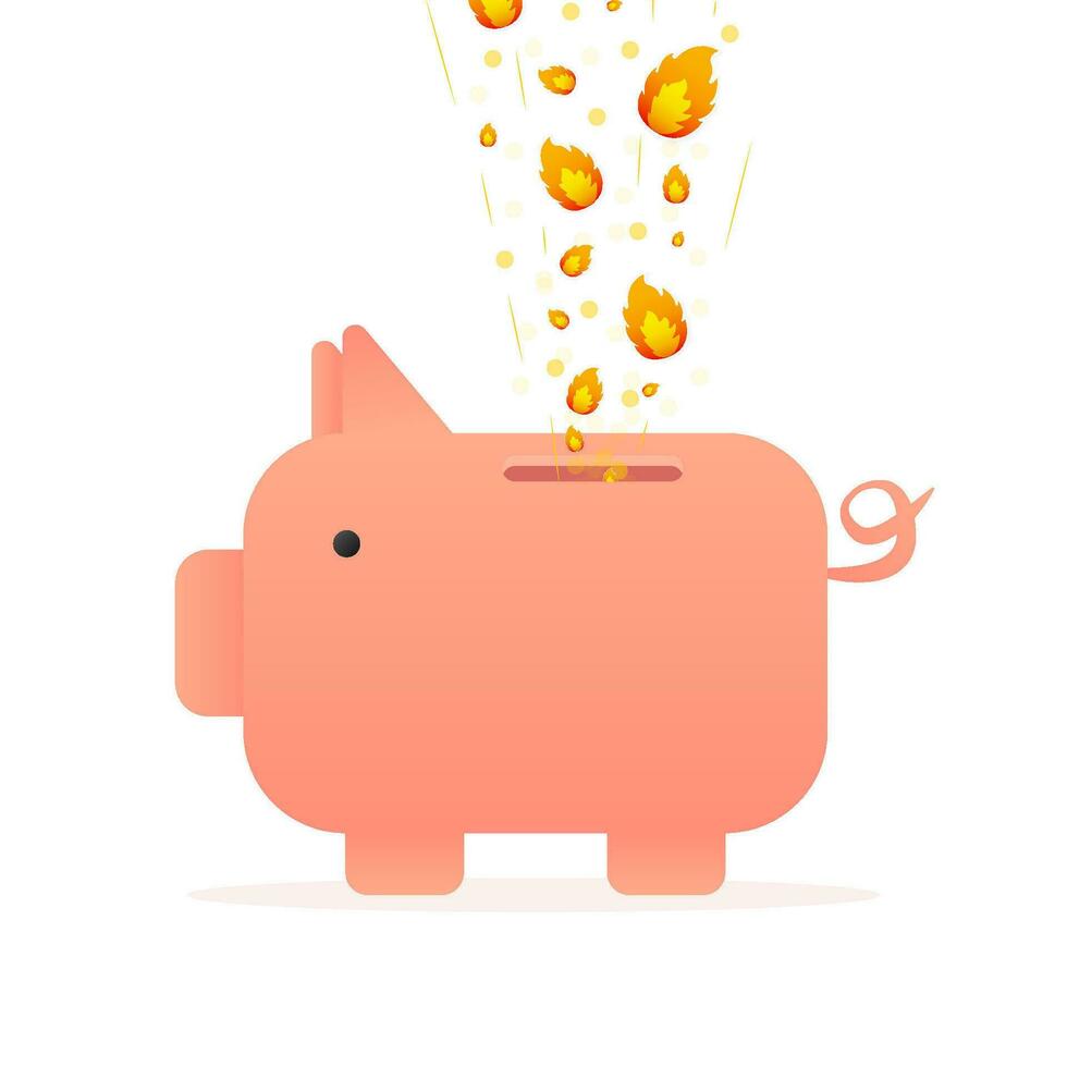 Cartoon banner with fire sticker for web design. Tag price flat illustration. Web banner vector