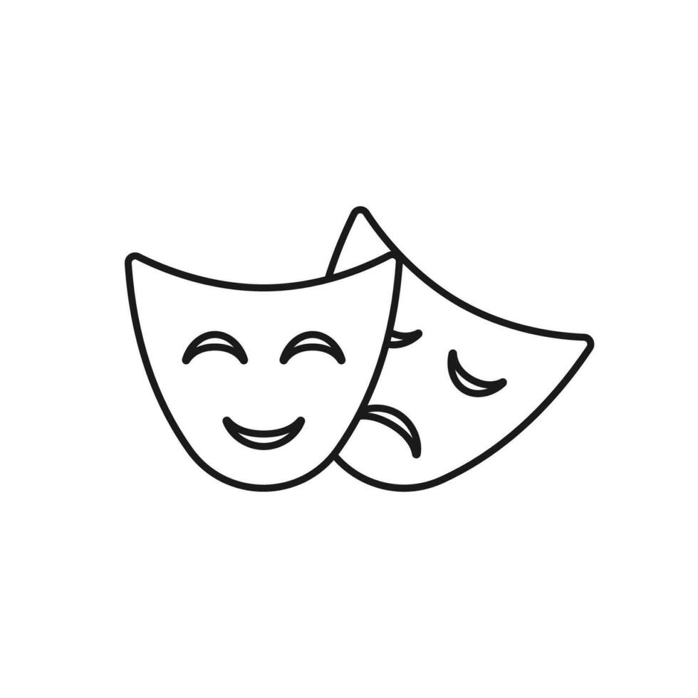 Comedy and tragedy theatrical masks. Vector illustration.