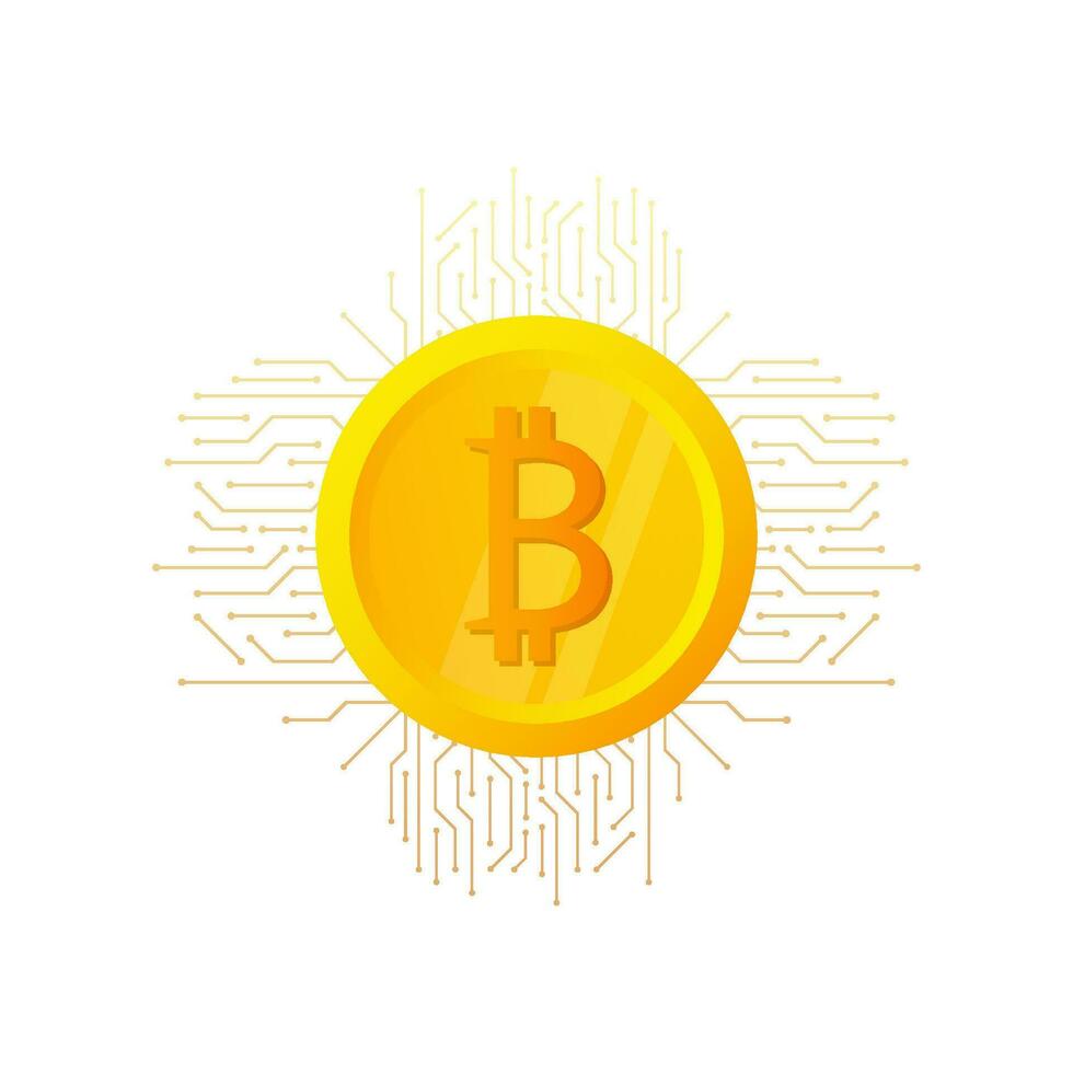 Crypto currency, bitcoin currency coin. 3d gold illustration. Bitcoin exchange vector