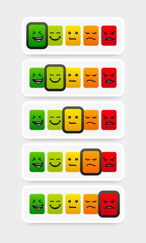 vector conjunto de emoticonos triste y contento estado animico iconos realimentación icono