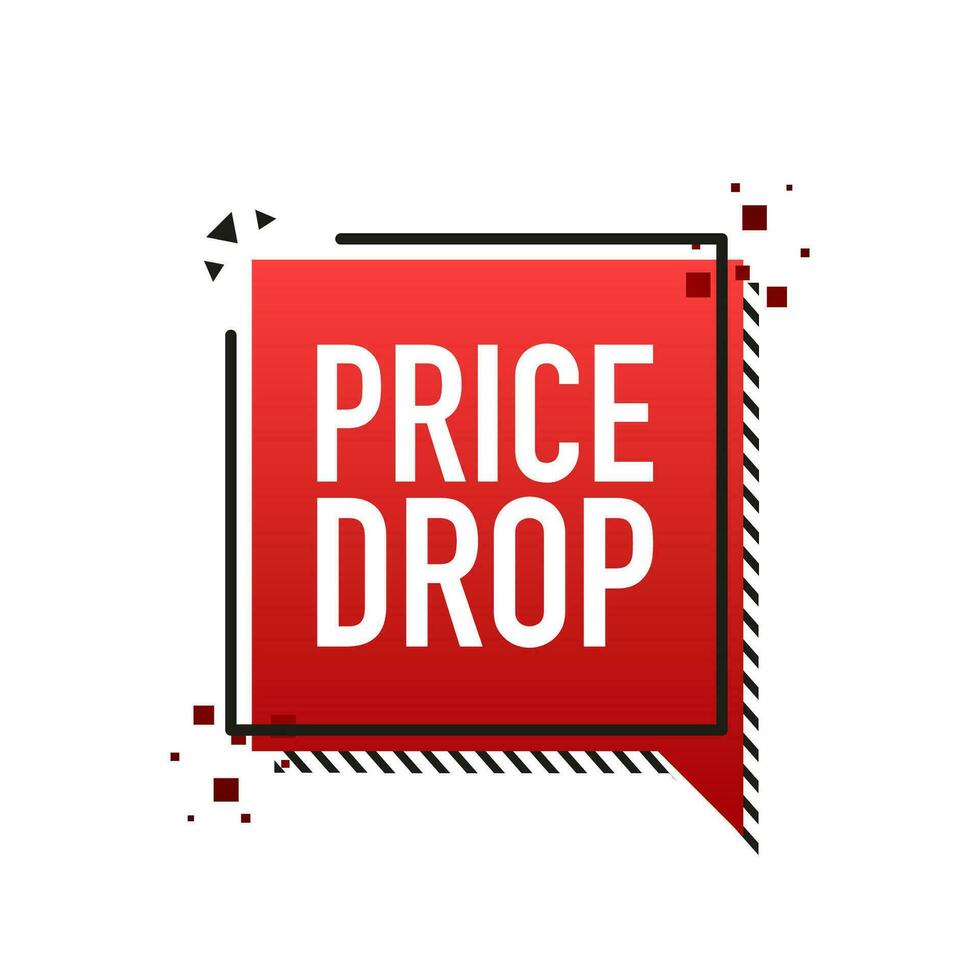 Advertising with flat price drop for banner design. Vector background. Sale banner. Mega sale. Price tag