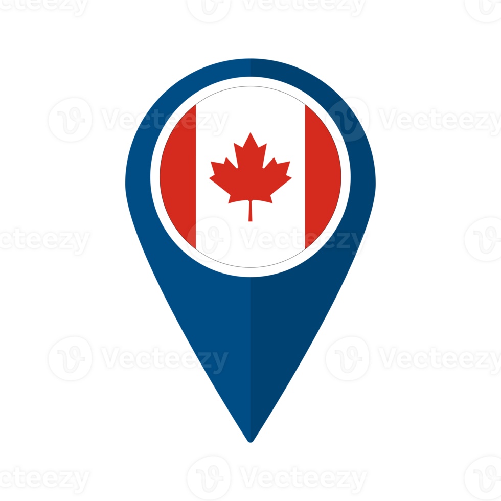 Flag of Canada flag on map pinpoint icon isolated blue color png