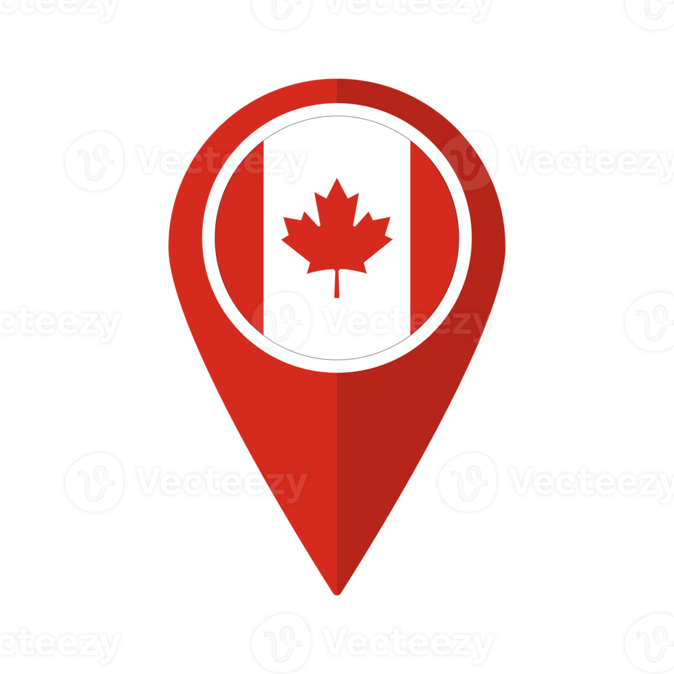 Flag of Canada flag on map pinpoint icon isolated red color png