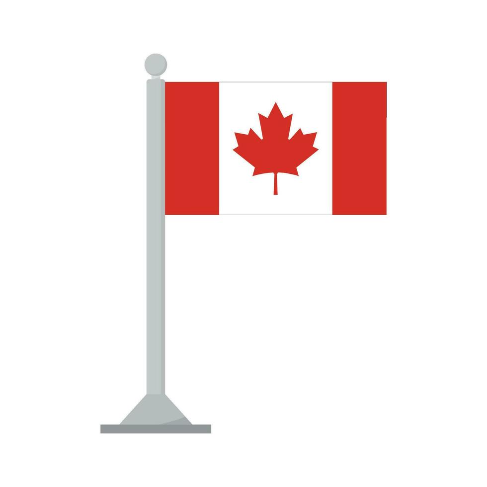 bandera de Canadá en asta de bandera aislado vector