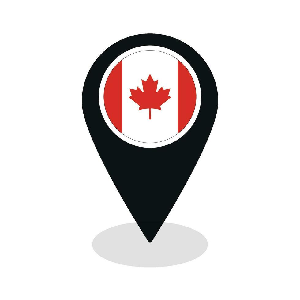 Flag of Canada flag on map pinpoint icon isolated black color vector