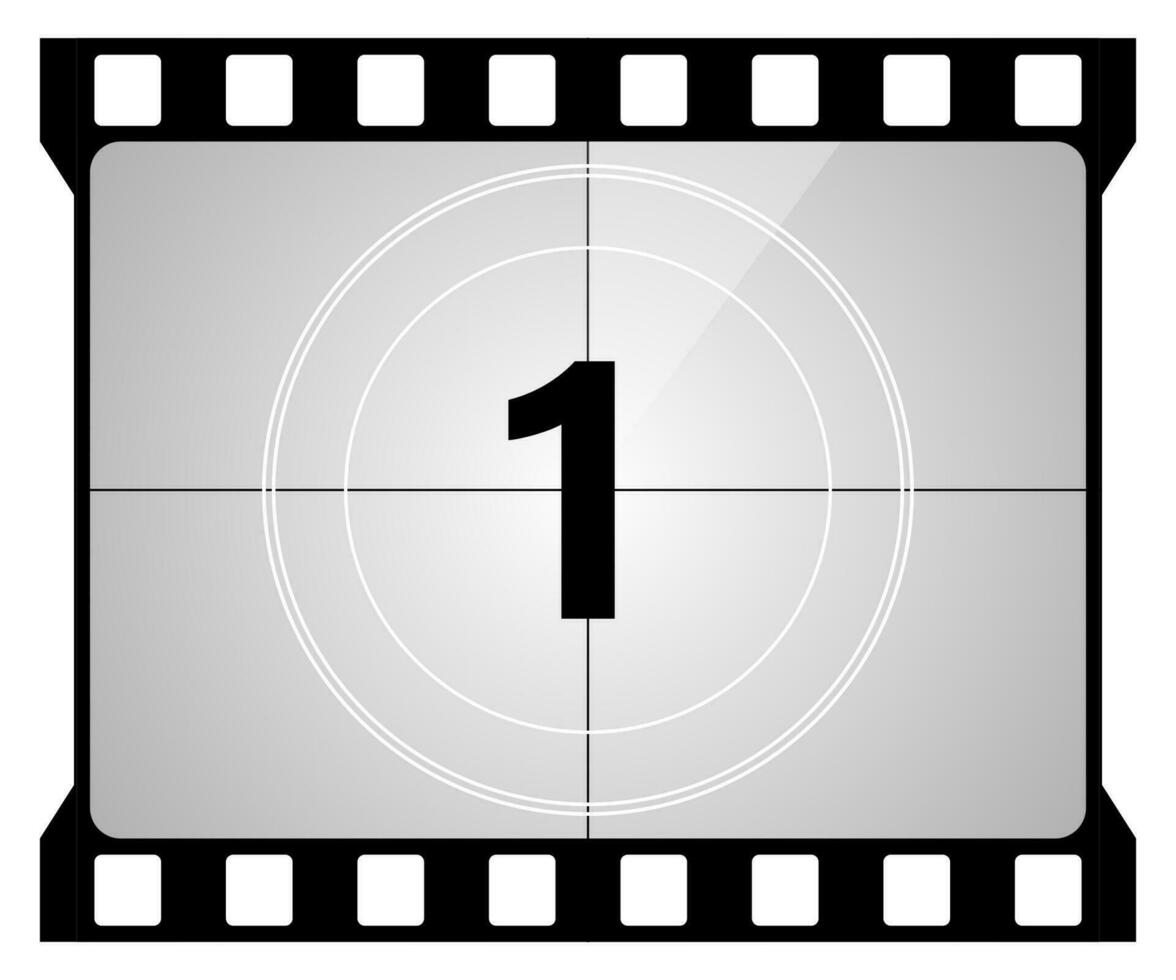 A classic movie countdown frame at the number One vector