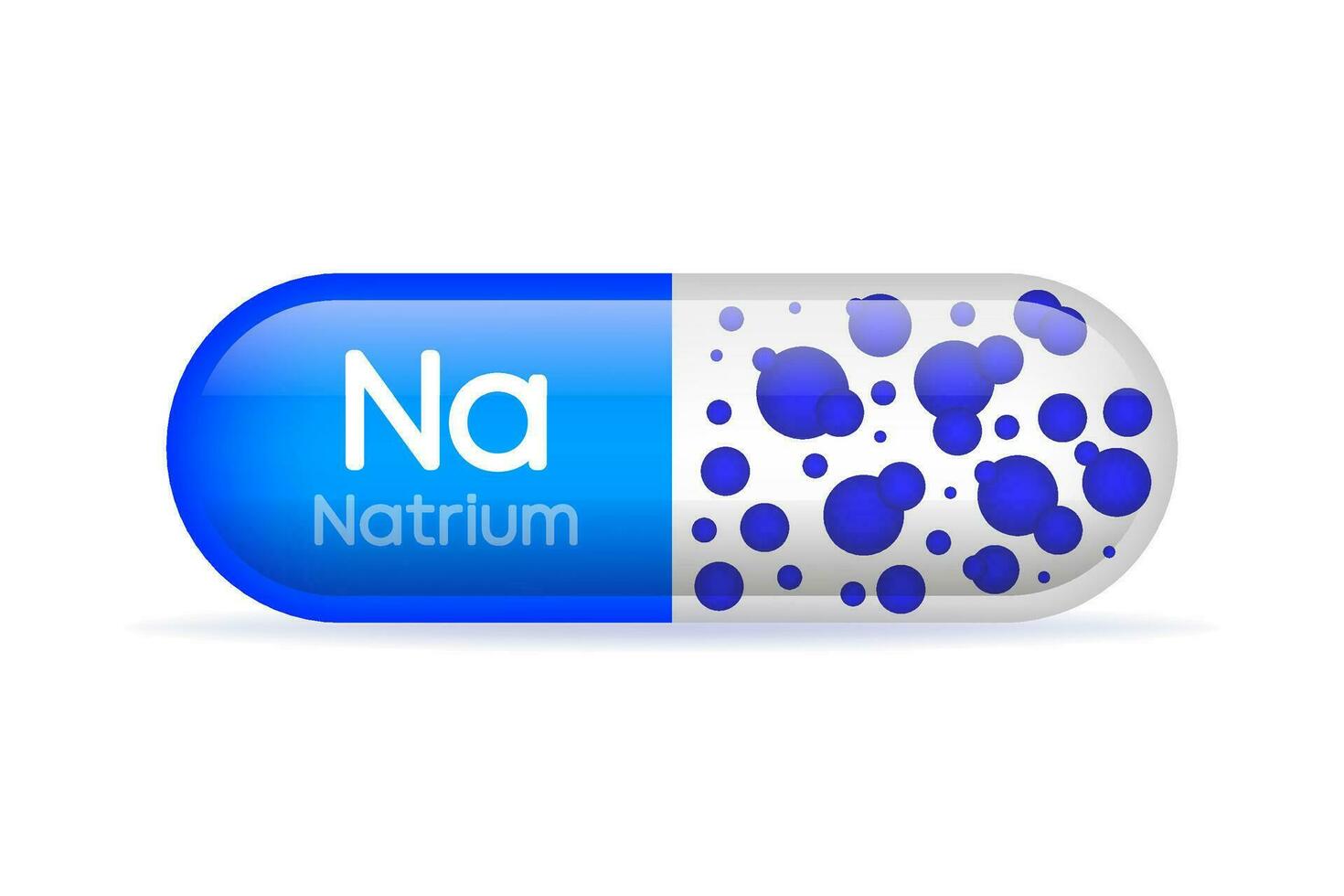 Mineral Na blue shining pill capsule icon. Natrium capsile vector