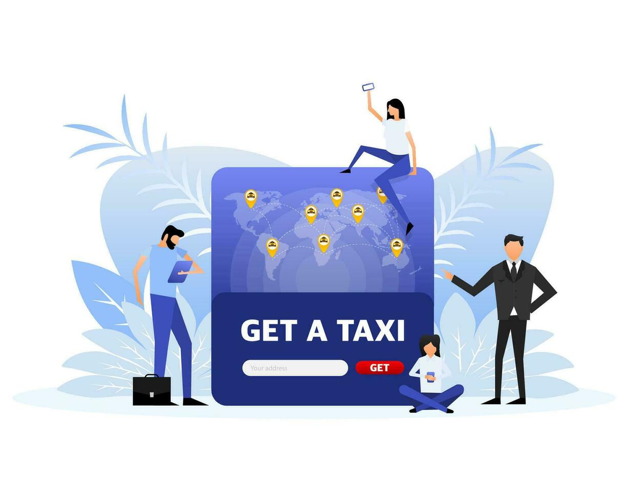 Get a taxi people, great design for any purposes. Business people illustration vector