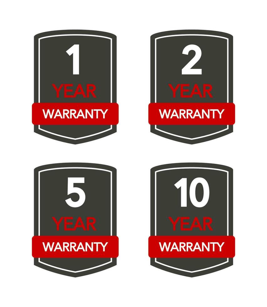 Badges set with year warranty on white background. Vector illustration.