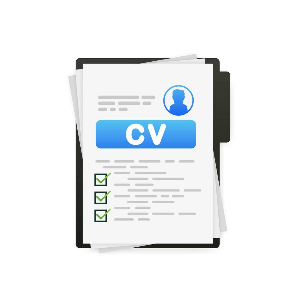 Resume, CV flat icon. Business management. Document icon Vector illustration.