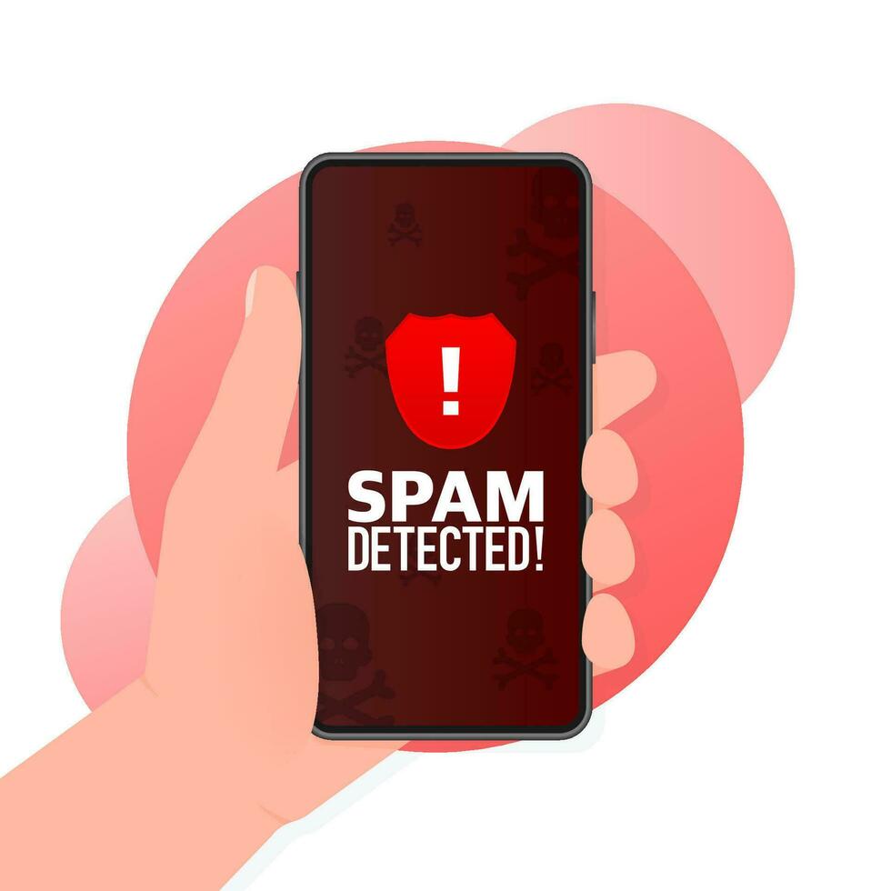 Red spam detected icon. Phishing scam. Hacking concept. Cyber security concept. Alert message vector
