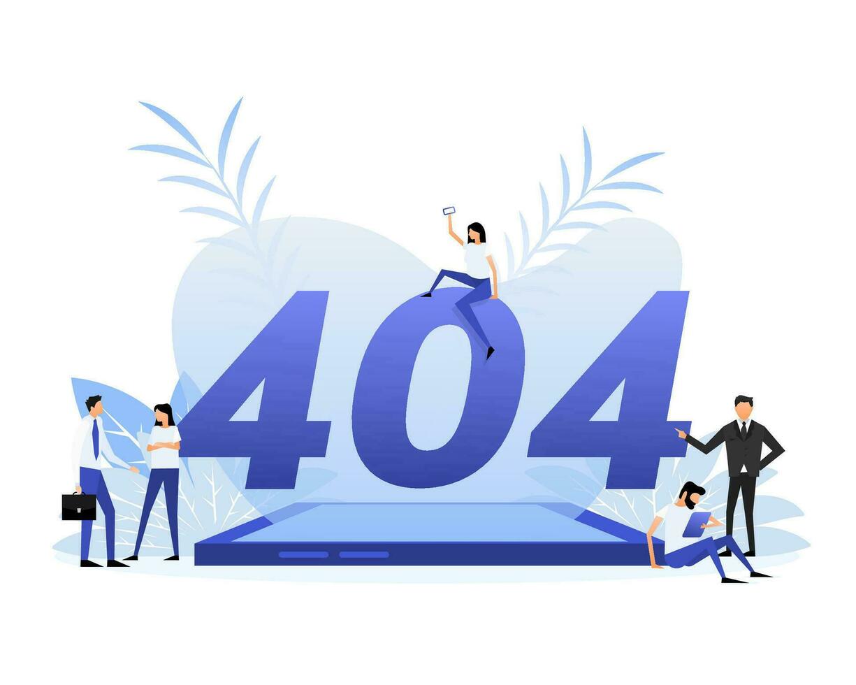 404, great design for any purposes. Flat style people. Internet network vector