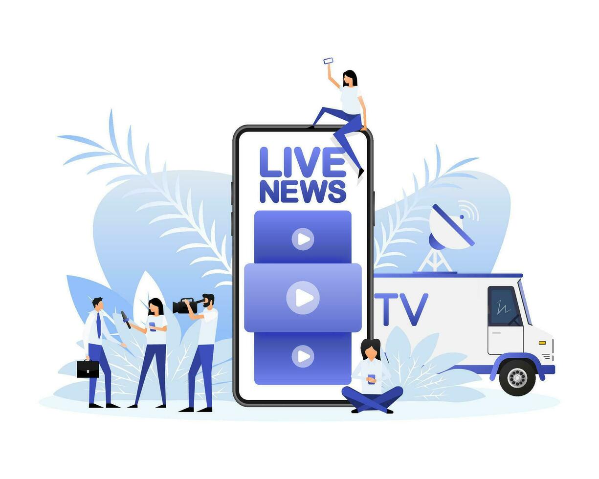 Live news people, great design for any purposes. Flat vector illustration