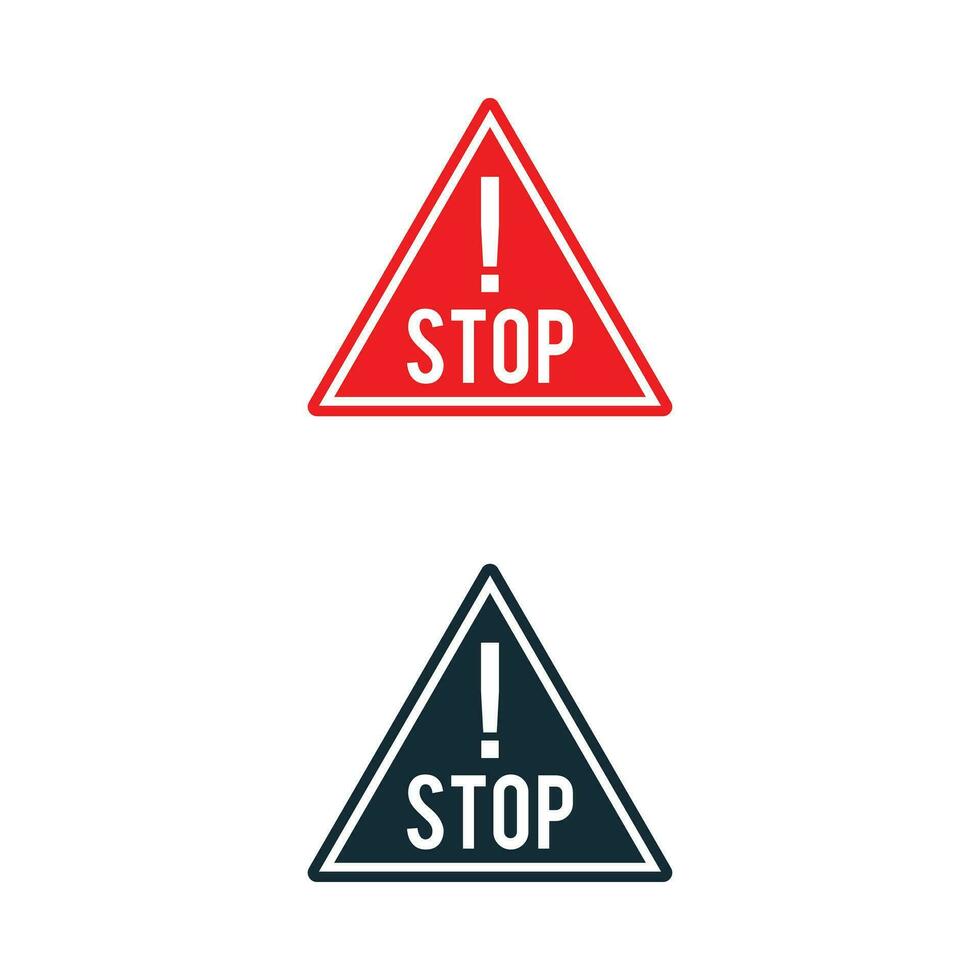 Triangle Stop Red Sign Icon Design Template Elements vector