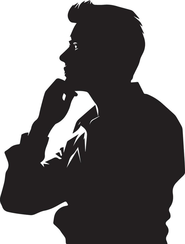 Thinking man vector silhouette illustration 16