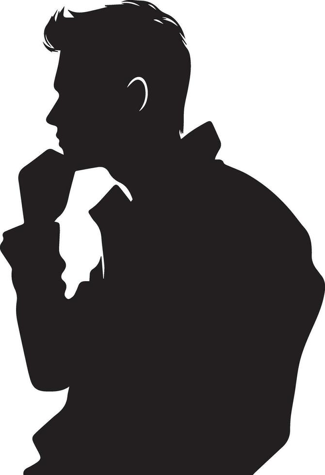 Thinking man vector silhouette illustration 17