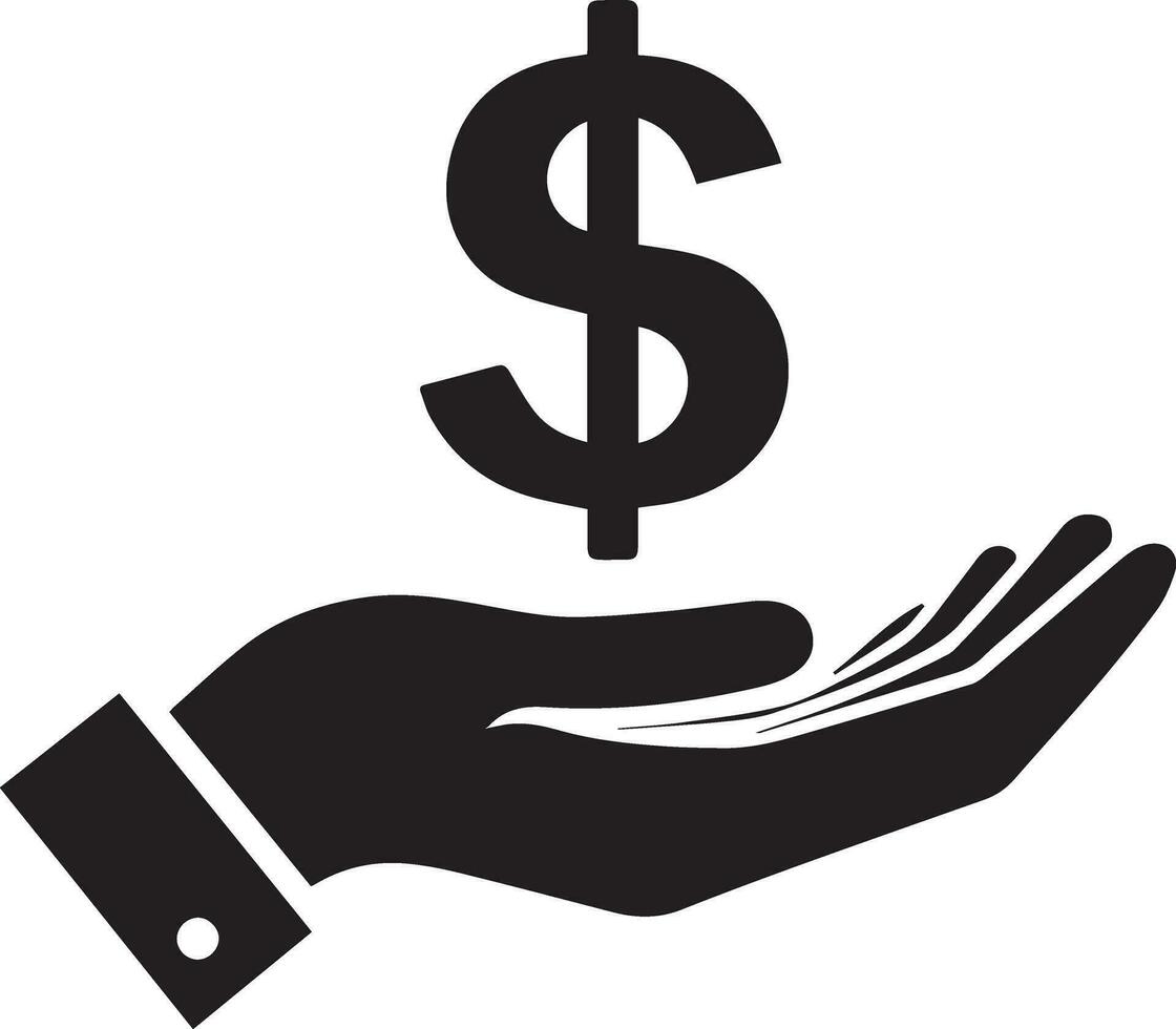 Money Icon on the Hand vector silhouette illustration 3