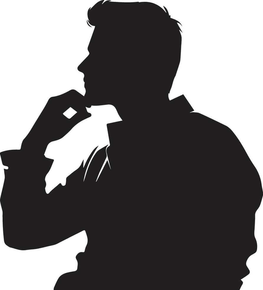 Thinking man vector silhouette illustration 10