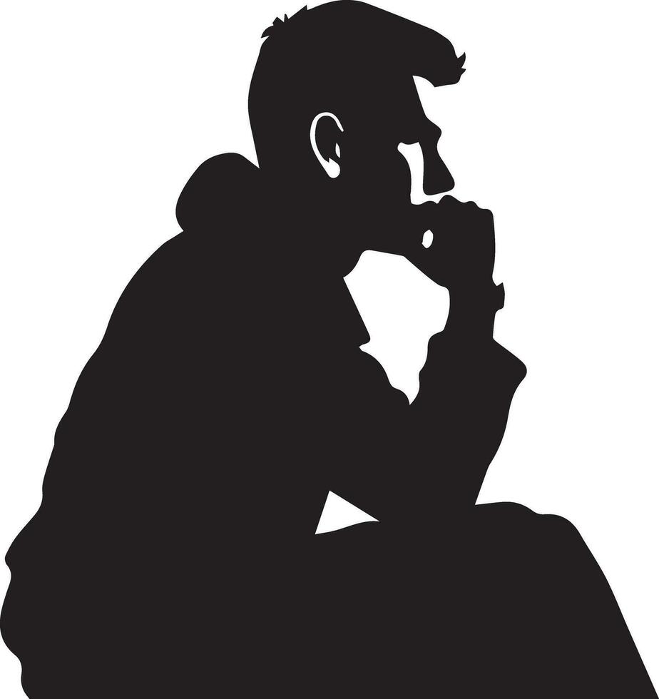 Thinking man vector silhouette illustration 9