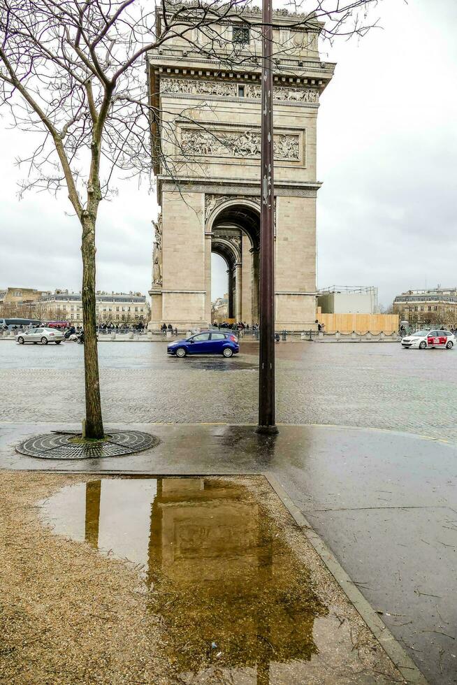 view of the arc de triomphe in paris, france photo