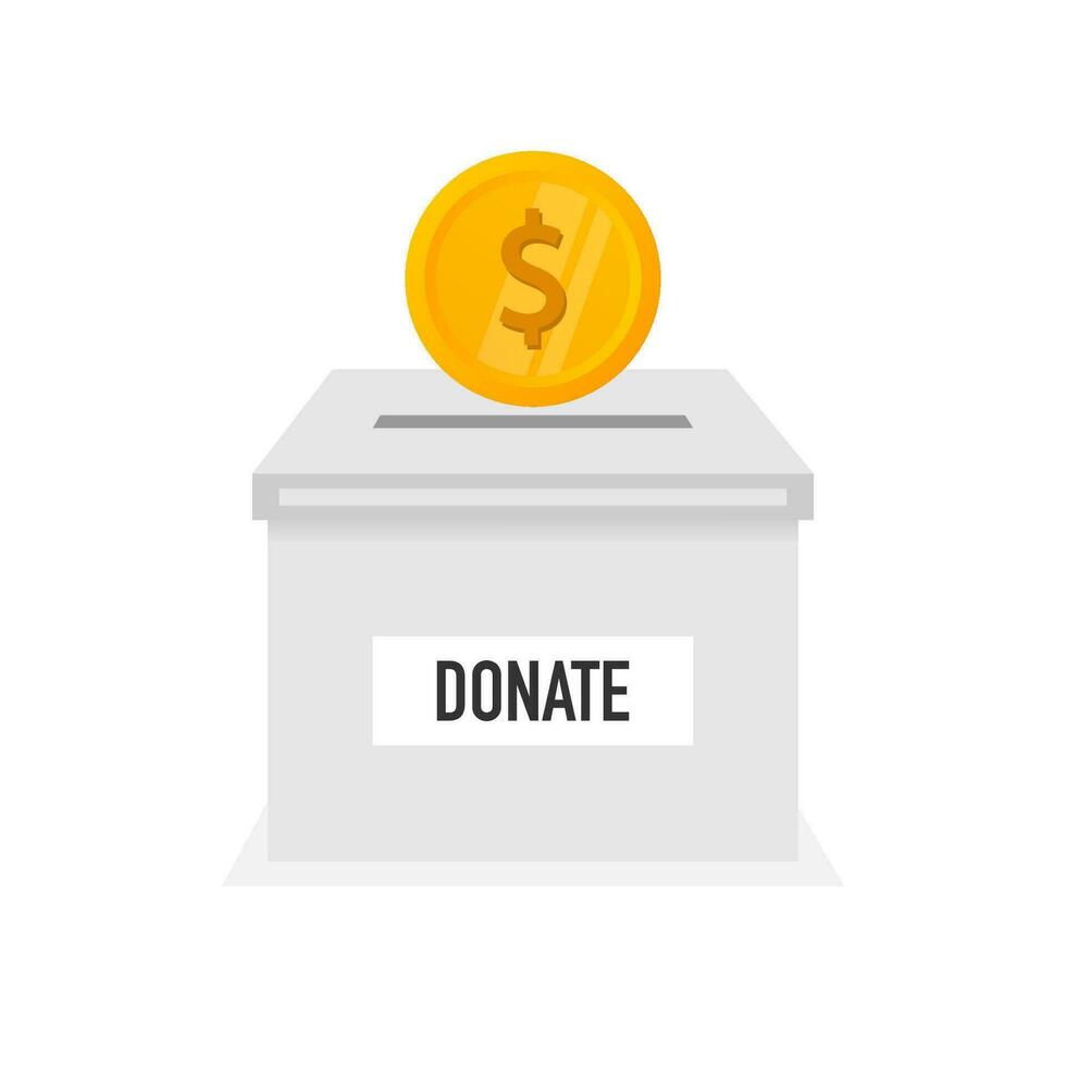 Donation box icon in flat style isolated on background. Vector illustration.